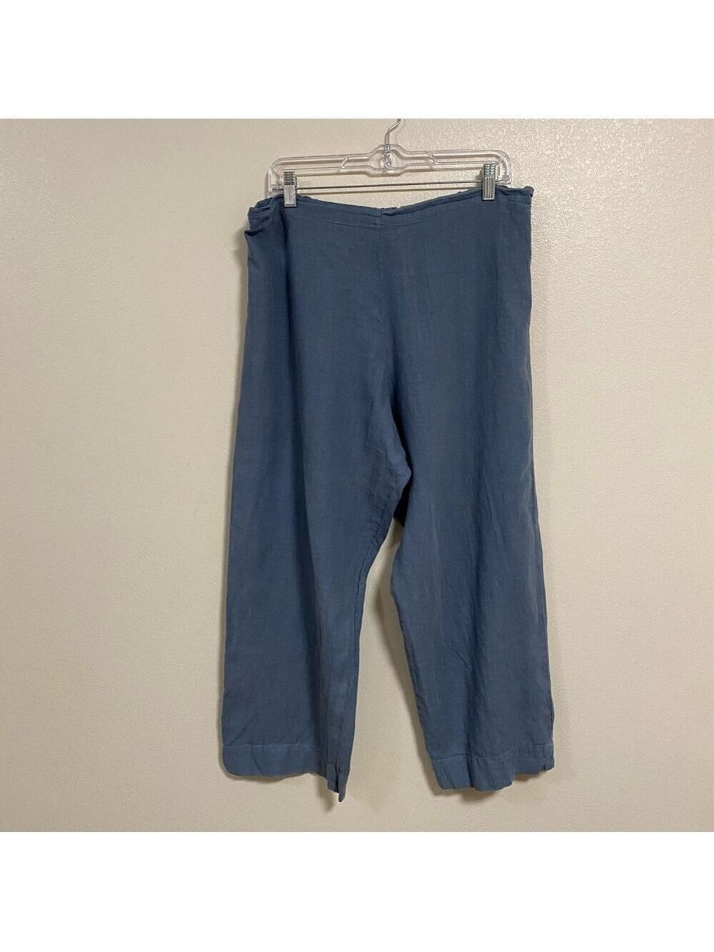 Bryn Walker Pants Women’s Size XXL Blue 100% Linen wide leg Pants Elastic waist